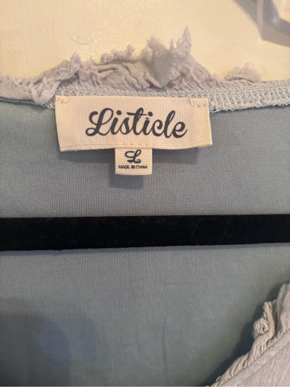 Anthropologie Listicle Light Blue Ruffle Trim Boho Chic Mini Dress - Picture 4 of 5